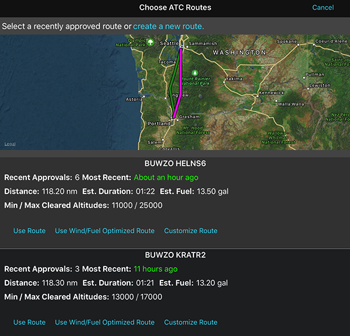  Recently Cleared ATC Routes 