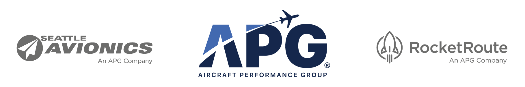 Logos: Aircraft Performance Group, Seattle Avionics, RocketRoute